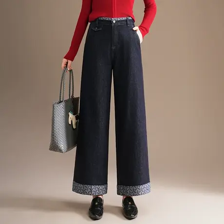 设计感小众休闲牛仔裤女2025秋季新款高腰显瘦阔腿裤百搭直筒裤子商品大图
