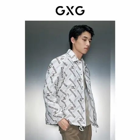 GXG男装 满身提花翻领短羽绒 23年冬季新品GEX1D2526154商品大图