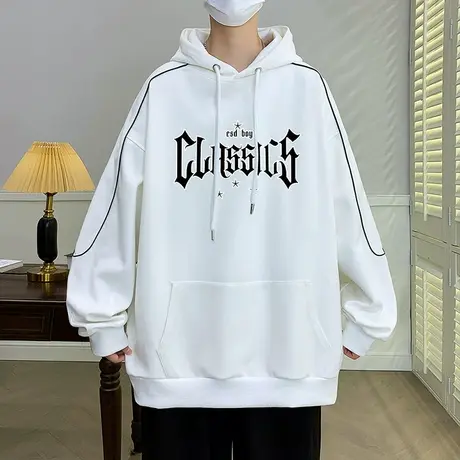 连帽卫衣男春秋季2023新款潮牌印花上衣打底衫宽松休闲青少年外套图片