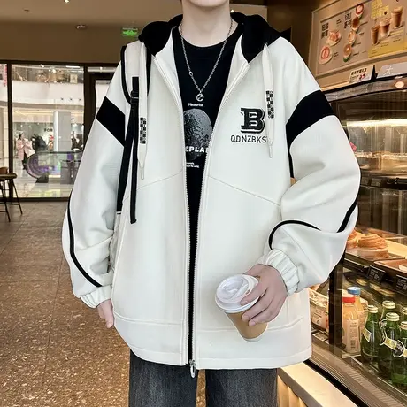 潮牌青少年学生夹克男生韩版潮流时尚休闲外套男上衣服帅气春秋季图片