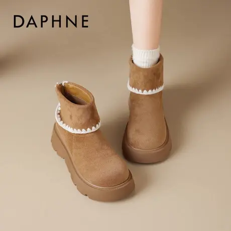 达芙妮厚底雪地靴女款2026新款冬季加绒小个子女鞋勃肯短靴马丁靴图片
