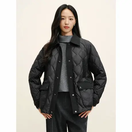 JUZUI玖姿气质小香风衬衫式鸭绒羽绒服女2025冬季新款JTFD03313商品大图