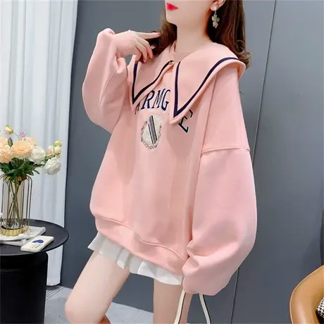 设计感海军领加绒加厚卫衣女秋冬2022新款宽松小清新洋气减龄上衣商品大图