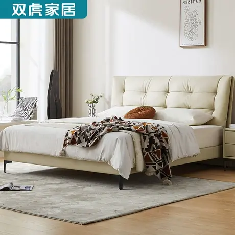 双虎 轻奢布艺床家用2023新款现代简约互不打扰双人猫抓布床658M图片