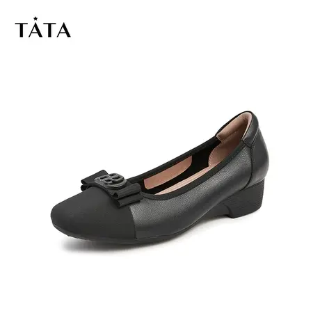 百补直播Tata他她时尚复古浅口单鞋低跟女鞋一脚蹬鞋春季WJK01AQ2商品大图