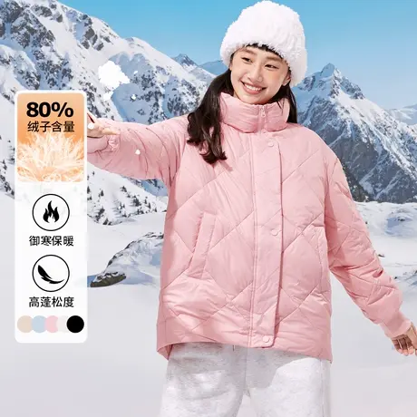 真维斯Z+女装 宽松立领鸭绒棱格羽绒服冬季新款设计感保暖外套X图片