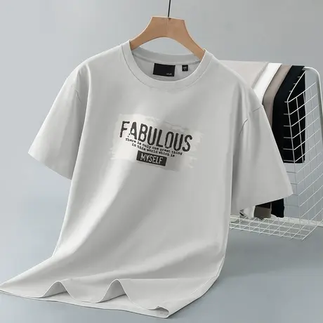 250g重磅纯棉t恤男短袖夏季美式潮流宽松全棉半袖圆领上衣服体恤商品大图