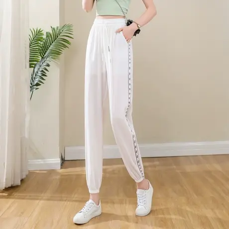 时尚气质休闲速干裤2023年夏季新款女士简约高腰显瘦通勤哈伦裤商品大图