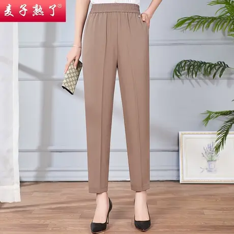 秋季妈妈裤子秋季新款宽松大码松紧腰休闲直筒裤高腰中老年人女裤商品大图