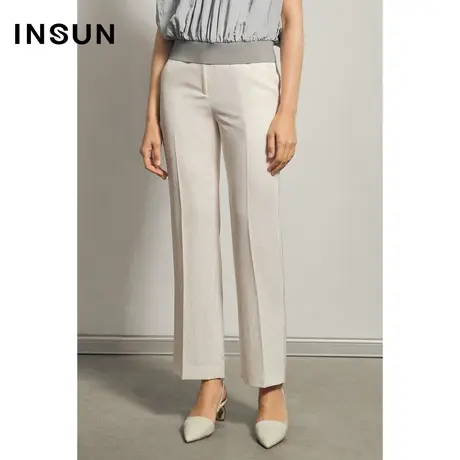 INSUN恩裳夏季三醋酸易打理直筒西装裤图片