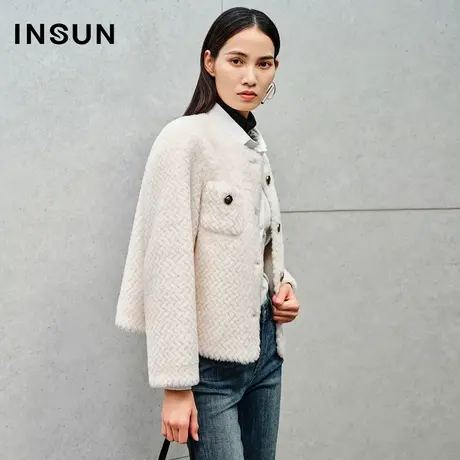INSUN恩裳线上专选冬季颗粒羊羔毛小香风外套商品大图