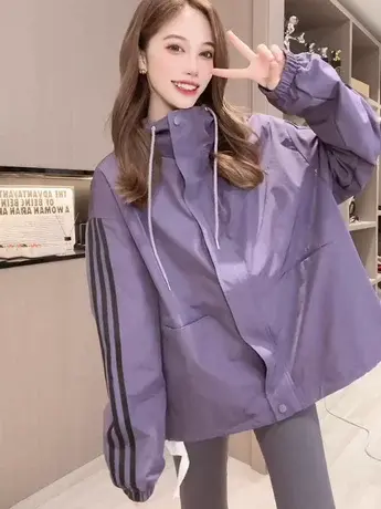 秋冬新款宽松连帽加棉冲锋衣韩版休闲棒球服外套百搭工装夹克上衣商品大图