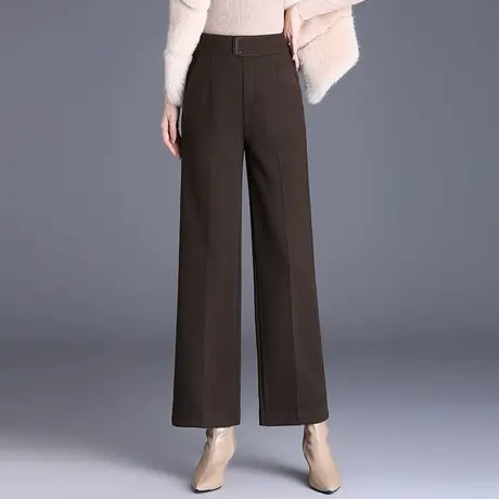 毛呢阔腿裤秋冬女高腰宽松垂感通勤长裤2023新款显瘦直筒休闲裤子商品大图