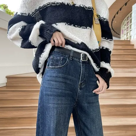 阔腿牛仔裤女春秋季2023年高腰新款宽松直筒裤子显瘦垂感拖地长裤商品大图