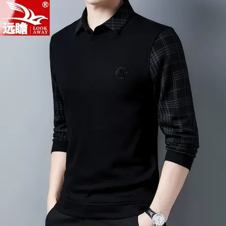 男士休闲假两件针织衫2022秋冬新款衬衫领衣服时尚百搭修身毛衣男图片