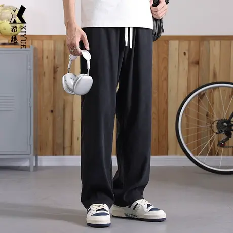 春秋新款复古休闲裤男速干垂感春季男生直筒长裤宽松大码阔腿裤子商品大图