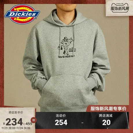 Dickies 秋冬工装男女情侣休闲运动连帽印花加绒美式卫衣宽松商品大图