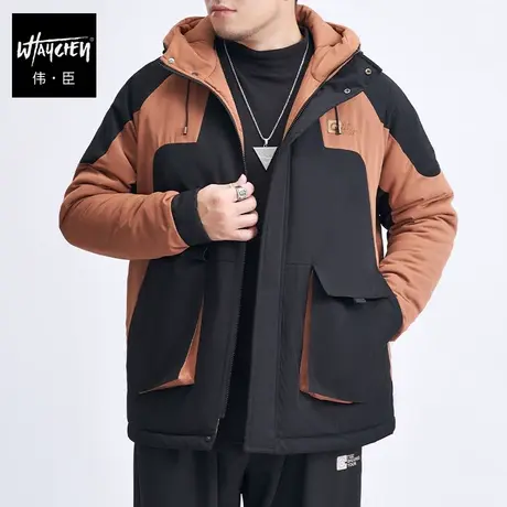 伟臣2023新品大码男装冬季棉衣男胖子加肥加大连帽加厚肥佬棉服潮图片