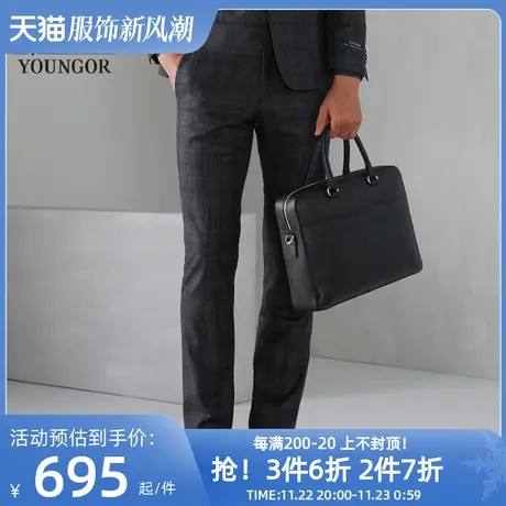 【商场同款】雅戈尔西裤春季时尚男士纯羊毛修身格子西服长裤3757商品大图