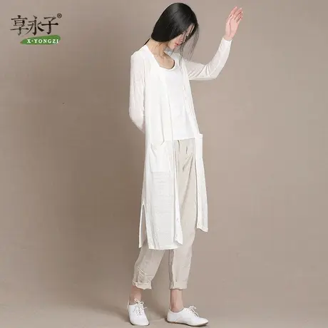 享永子2024春夏新款长款亚麻针织衫女开衫薄开衫宽松文艺女14157商品大图