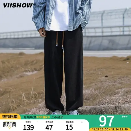 VIISHOW休闲裤男秋冬季日系百搭宽松潮流灯芯绒青少年阔腿运动裤商品大图