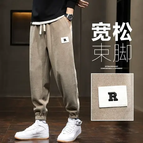 夏季薄款卡其色九分休闲裤男士2023年新款针织运动卫裤男生春秋款商品大图