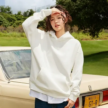 Nuthink美式复古街头重磅纯色连帽卫衣男潮情侣外套2025秋季新款图片