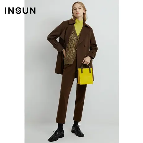 INSUN恩裳冬季绵羊毛宽松休闲九分小脚裤商品大图