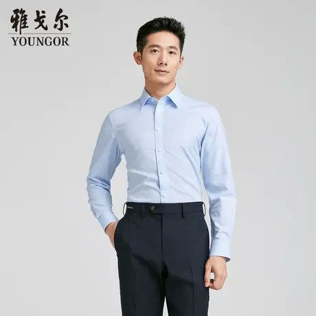 雅戈尔 商场同款男蓝色素色DP系列长袖衬衫YLDP120667HJA商品大图