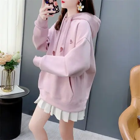 设计感爱心连帽卫衣女春季2024年新款宽松洋气减龄显瘦小个子上衣商品大图