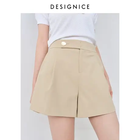 迪赛尼斯夏季新款宽松裤口热裤通勤高腰阔腿短裤女夏图片