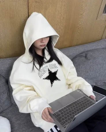 卡通猫咪连帽卫衣女春秋薄款2023新款爆款设计感宽松美式上衣外套商品大图