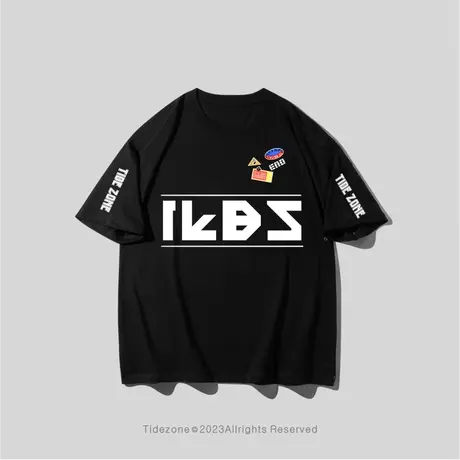 Ohlyah美式复古机车风印花图章男女同款T恤潮牌夏季纯棉重磅短袖商品大图