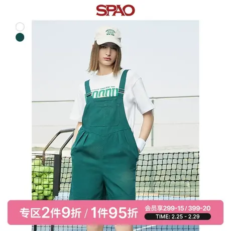 SPAO女士背带裤春季新款休闲宽松减龄背带短裤SPTHD24S20商品大图