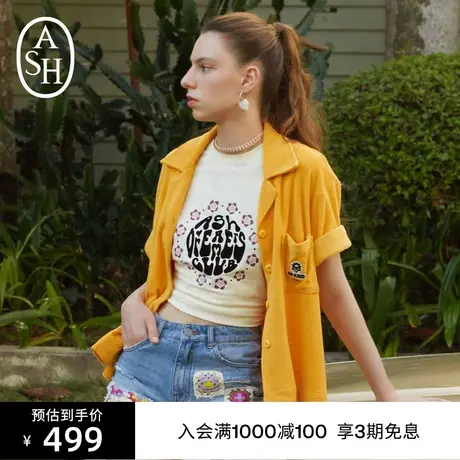 ASH女装新款时尚简约印花白T休闲百搭圆领T恤上衣图片