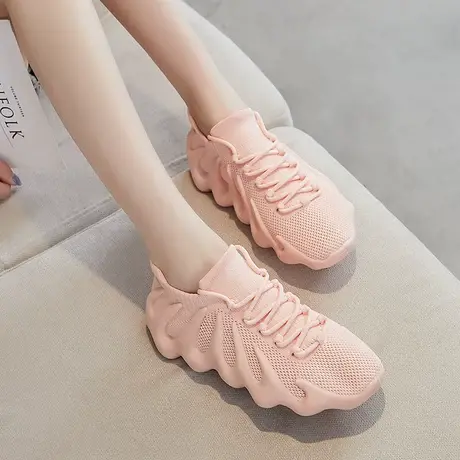 椰子女鞋夏季运动休闲潮鞋女2024年新款透气薄款网面平底飞织单鞋商品大图