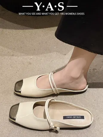 玛丽珍包头半拖鞋外穿女鞋子2024年春夏新款低跟小香风单鞋女鞋子图片