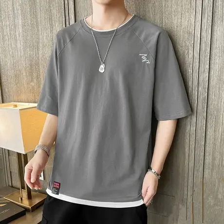 重磅t恤夏季2023年新款打底衫纯色短袖体恤男学生青少年夏天半袖商品大图
