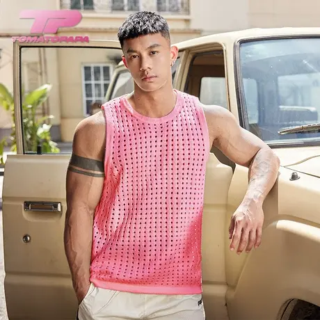 TOMATOPAPA新款针织背心圆领坎肩无袖衫马甲镂空潮流23秋ins上衣商品大图