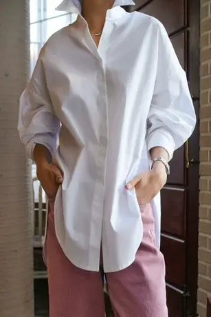 春秋新款纯棉白色衬衫 女韩版洋气内搭宽松时尚休闲长袖打底衬衣商品大图