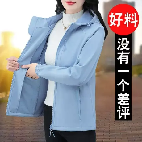 恋上17号冲锋衣外套女秋冬季2022新款户外春秋款爆款短款连帽加绒图片