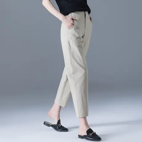 棉麻女裤夏薄款裤子冰丝亚麻休闲裤女士哈伦裤萝卜裤九分裤妈妈裤商品大图