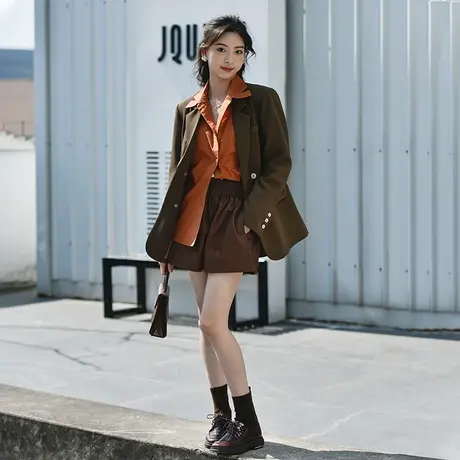 西装外套女2023秋季新款时尚设计感假两件休闲宽松气质炸街小西服商品大图