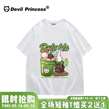 ulzzang小众卡通潮牌白色t恤女宽松正肩ins学院风减龄半袖上衣夏图片