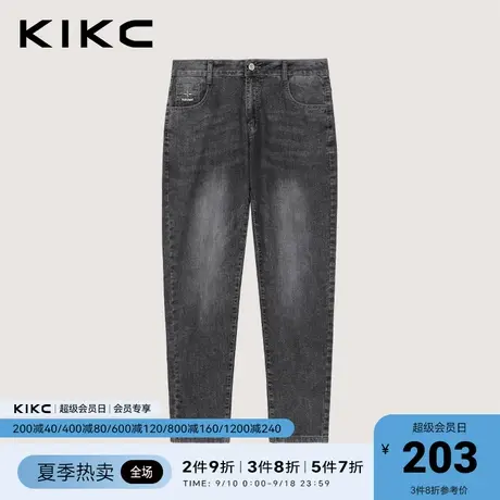 kikc牛仔裤男2023春夏新款商场同款字母刺绣复古休闲水洗弹力长裤图片