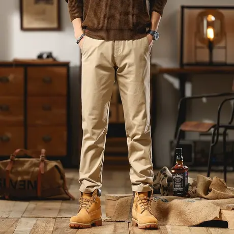 痞帅潮男裤子户外百搭工装裤绳多口袋裤子男款重磅水洗潮流裤子商品大图