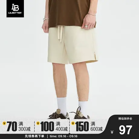 Lilbetter肌理感休闲短裤抽绳裤子痞帅五分裤宽松运动裤潮流中裤商品大图