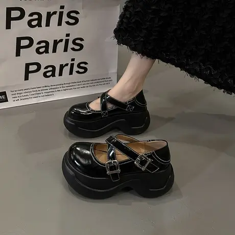 玛丽珍鞋女夏季2023年新款网红厚底增高单鞋气质两穿超火小皮鞋潮商品大图