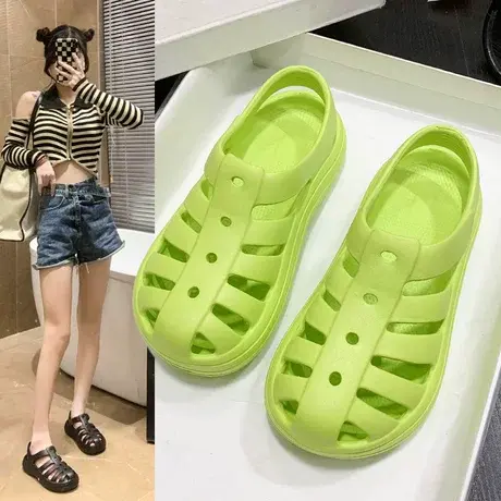 仙女风厚底罗马凉鞋女夏季平底凉拖2023年新款防滑时尚软底沙滩鞋商品大图