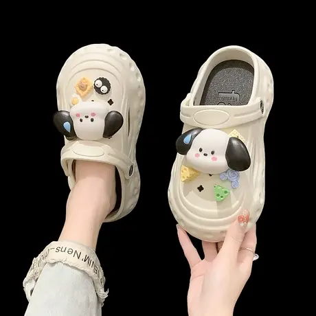 可爱卡通小狗厚底洞洞鞋女外穿夏季新款小个子增高沙滩包头凉拖鞋商品大图
